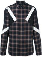 Neil Barrett Checked Patch Detail Shirt, Men's, Size: 39, Brown, Cotton