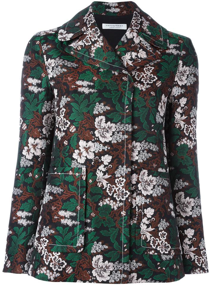 Philosophy Di Lorenzo Serafini Floral Jacquard Fitted Jacket, Women's, Size: 42, Black, Cotton/rayon/polyester