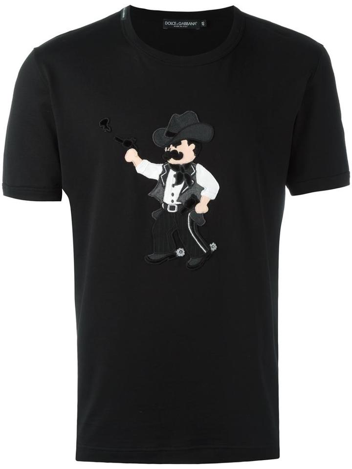 Dolce & Gabbana Cowboy Patch T-shirt, Men's, Size: 50, Black, Cotton