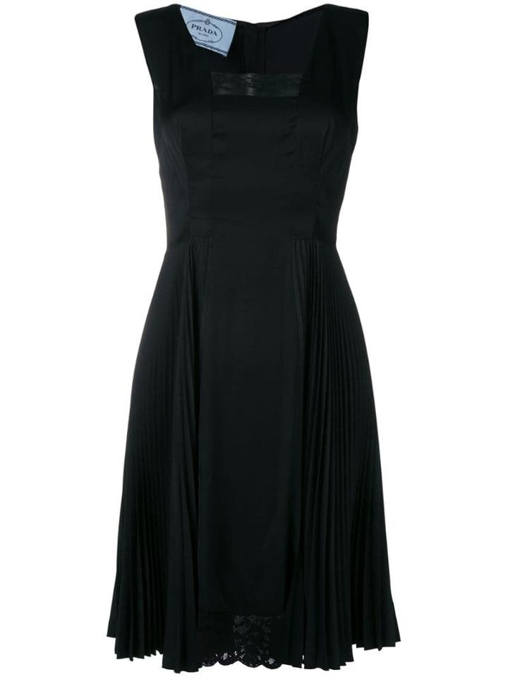 Prada Pre-owned 2000's Lace Detail Pleated Dress - Black