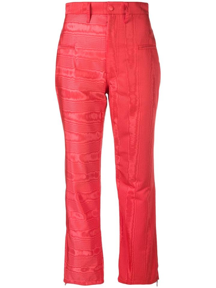 Marine Serre High-waisted Plasticized Trousers - Red