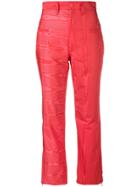 Marine Serre High-waisted Plasticized Trousers - Red