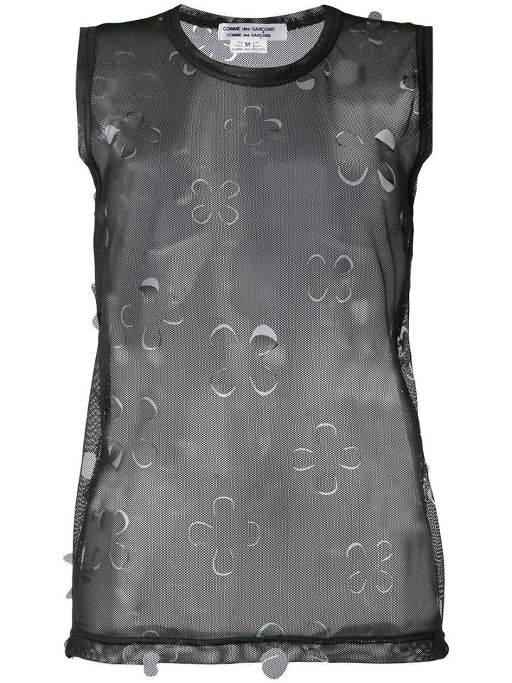 Comme Des Garçons Comme Des Garçons - Sheer Cut Out Top - Women - Polyester - M, Black, Polyester