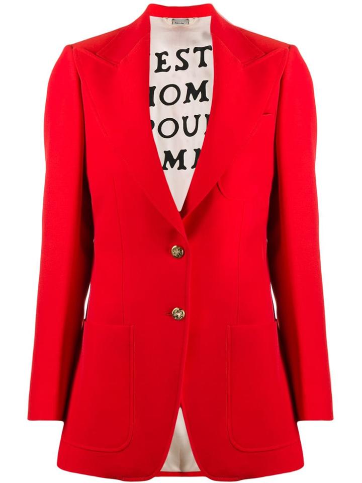 Gucci Peaked Lapel Blazer Jacket - Red