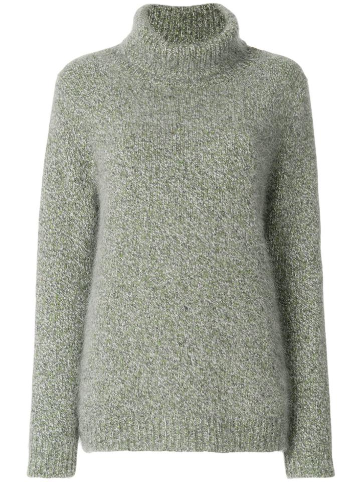 Incentive! Cashmere Fluffy Roll Neck Jumper - Green