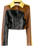 Matériel Panelled Cropped Shirt Jacket - Brown