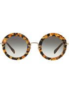 Miu Miu Eyewear Round Frame Sunglasses, Women's, Brown, Plastic