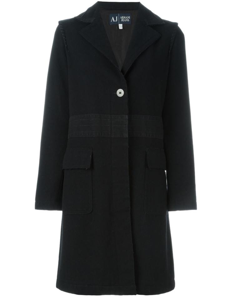 Giorgio Armani Vintage Contrast Panel Coat - Black