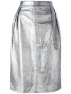 Emanuel Ungaro Vintage Metallic (grey) Pencil Skirt, Women's, Size: 42