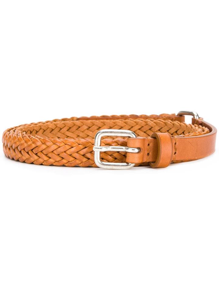 Jean Paul Knott Thin Intrecciato Buckle Belt - Brown