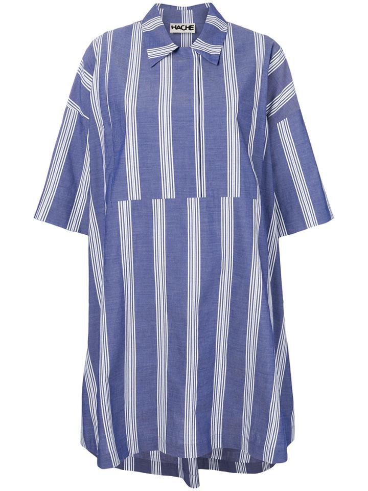 Hache Striped Shirt Dress - Blue