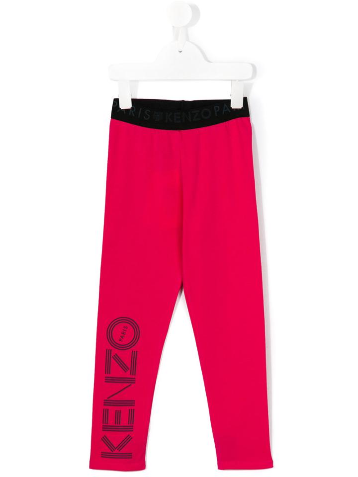 Kenzo Kids Logo Print Leggings, Size: 8 Yrs, Pink/purple