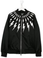 Neil Barrett Kids Lightning Bolt Bomber Jacket - Black