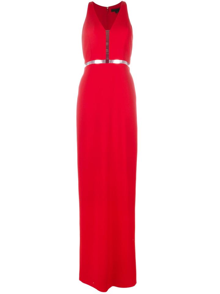Alexander Wang Fishing Line Panel Gown, Women's, Size: 2, Red, Triacetate/polyester/spandex/elastane