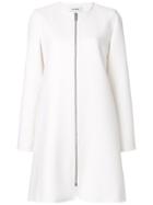Courrèges Collarless Zipped Coat - White