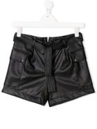 John Richmond Junior Teen Faux Leather Shorts - Black