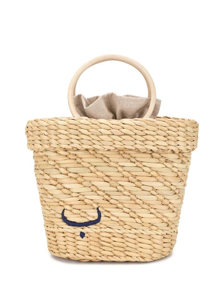 Poolside Embroidered Mini Tote Bag - Brown