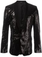 Dolce & Gabbana Sequinned Blazer, Men's, Size: 48, Black, Silk/polyester/virgin Wool/spandex/elastane