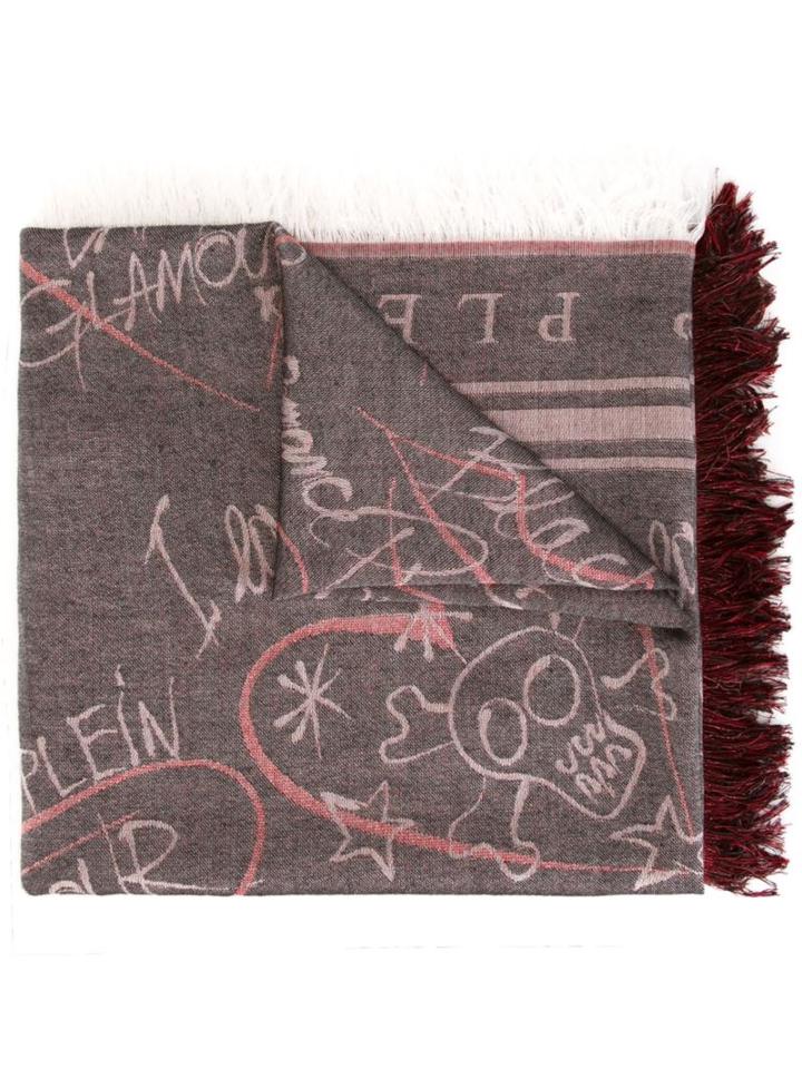 Philipp Plein Greene Scarf, Women's, Red, Modal/cotton/polyamide/polyester