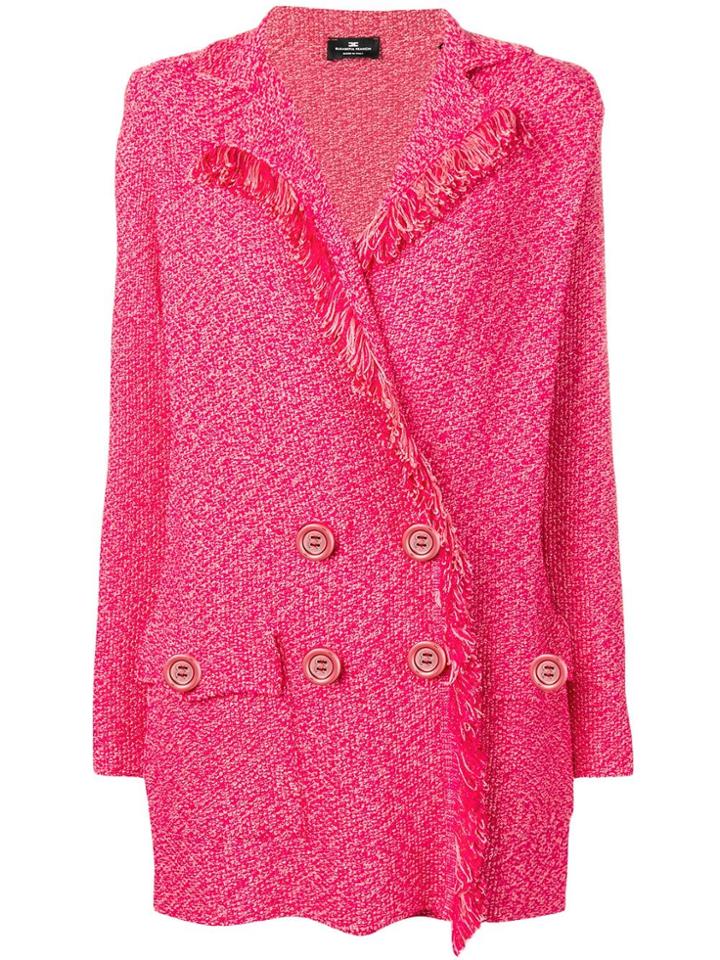 Elisabetta Franchi Double Breasted Frayed Blazer - Pink