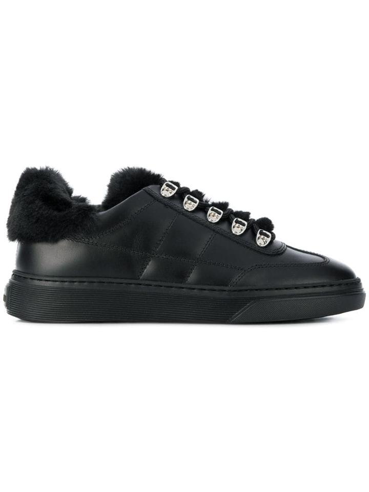 Hogan Faux Fur Trim Sneakers - Black