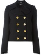 Alexander Mcqueen Double Breasted Peacoat, Women's, Size: 42, Black, Silk/cupro/virgin Wool
