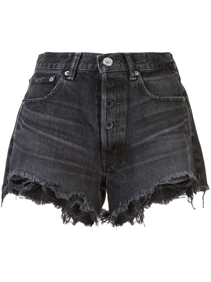 Moussy Vintage Ripped Denim Shorts - Black