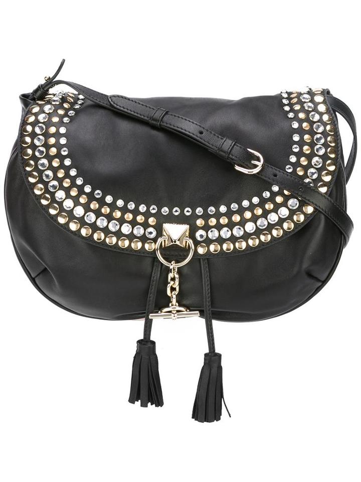 Sonia Rykiel Embellished Shoulder Bag, Women's, Black, Lamb Skin