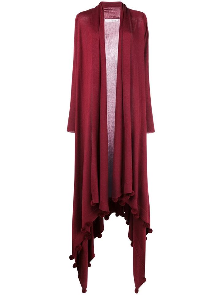 Oscar De La Renta Asymmetric Hem Cardigan - Red