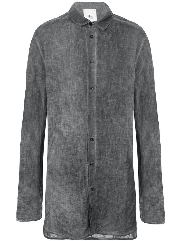 Lost & Found Rooms - Pocket Longline Shirt - Men - Cotton/linen/flax - M, Grey, Cotton/linen/flax