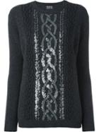 Markus Lupfer Sequined Cable Jumper, Women's, Size: Xs, Grey, Polyester/wool
