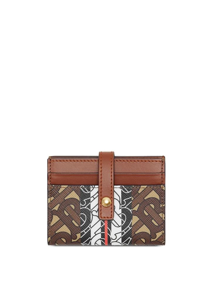 Burberry Monogram Stripe E-canvas Folding Card Case - Bridle Brown