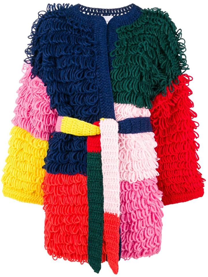 Mira Mikati Loop-knit Colourblock Cardi-coat - Blue