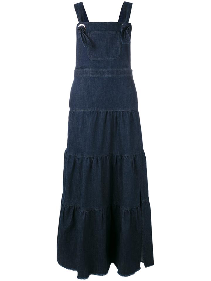 See By Chloé Tiered Denim Maxi Dress - Blue