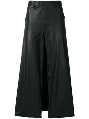Jean Paul Gaultier Pre-owned Faux Leather Wide-leg Trousers - Black