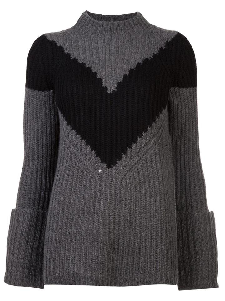 Derek Lam Ribbed Chevron Mockneck Sweater - Green