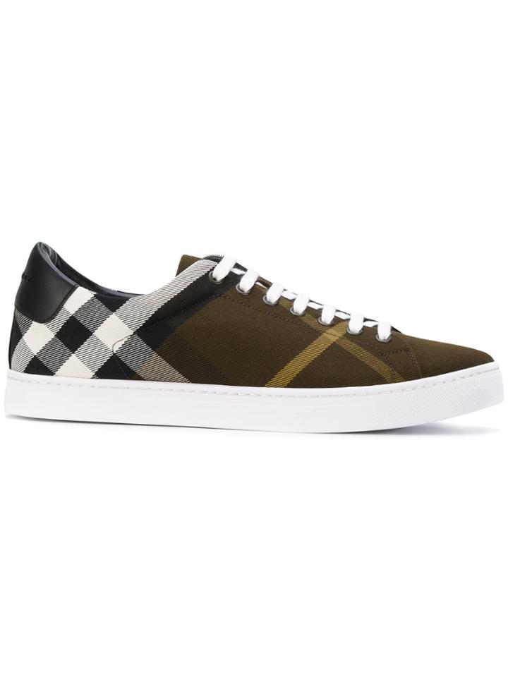 Burberry Checked Sneakers - Green