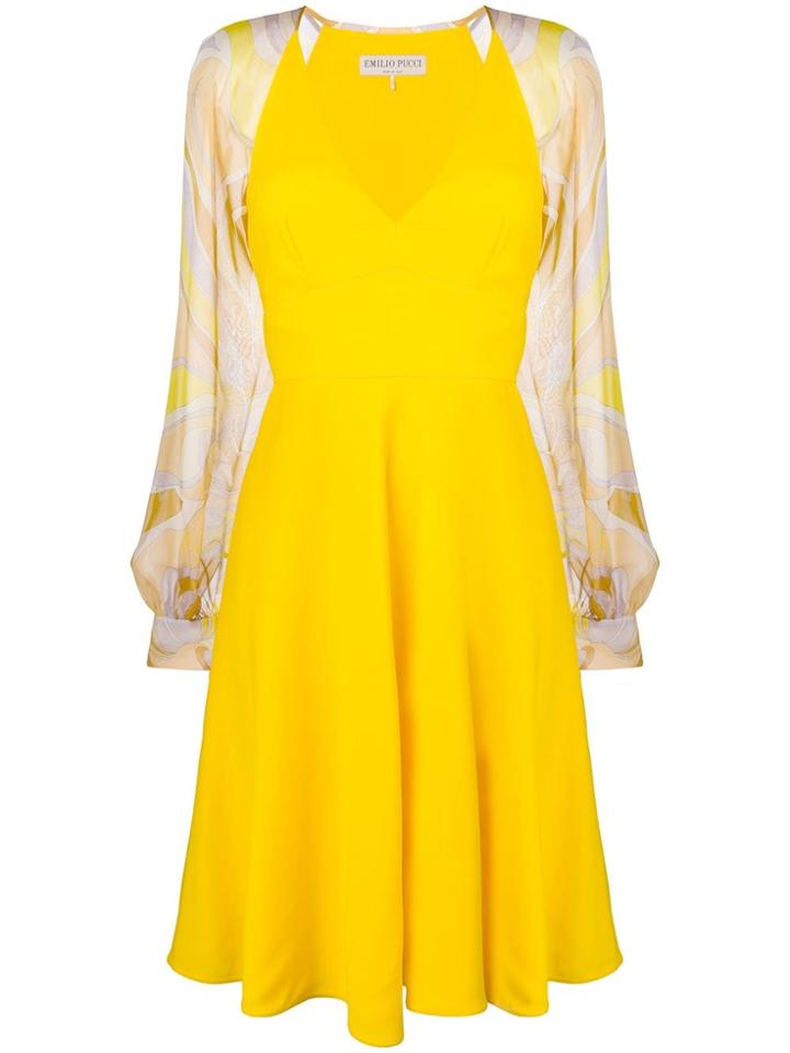 Emilio Pucci Printed Sleeves Dress - Yellow