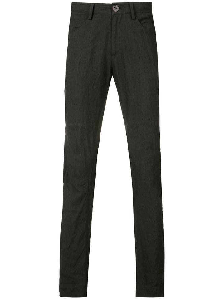 Ziggy Chen Creased Effect Trousers, Men's, Size: 52, Black, Linen/flax/cotton