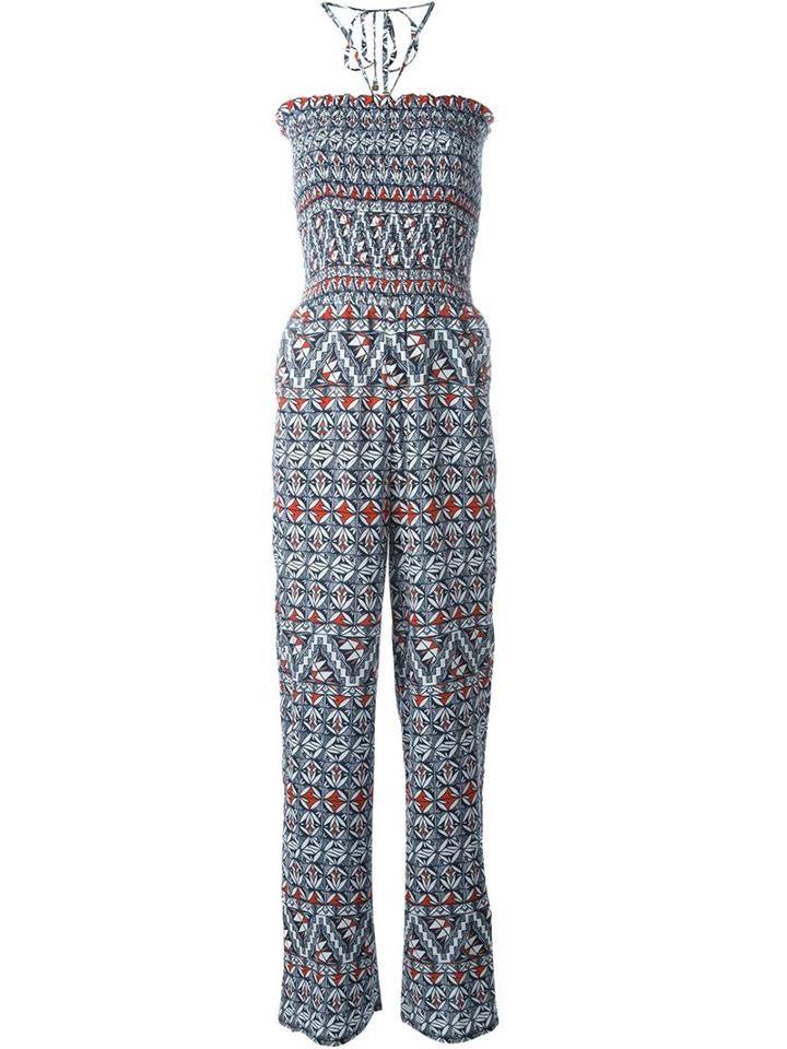 Tory Burch Smocked Jumpsuit, Women's, Size: Xs, Blue, Rayon