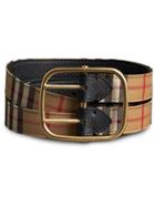 Burberry Vintage Check And Leather Double-strap Belt - Nude & Neutrals