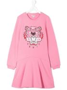 Kenzo Kids Signature Logo Patch Dress - Pink & Purple