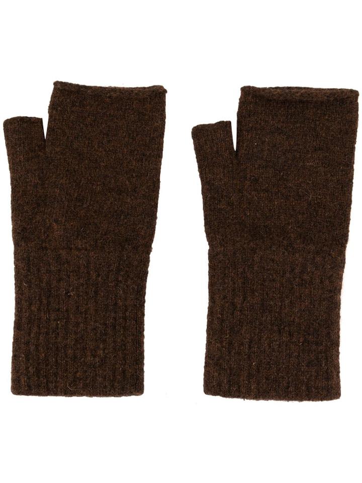 Margaret Howell Knitted Fingerless Gloves - Brown