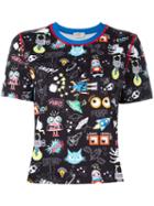 Fendi Monster Space Print T-shirt, Women's, Size: 40, Black, Polyester/spandex/elastane