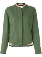 Marco De Vincenzo Embroidered Detail Bomber Jacket, Women's, Size: 42, Green, Polyester/viscose/virgin Wool