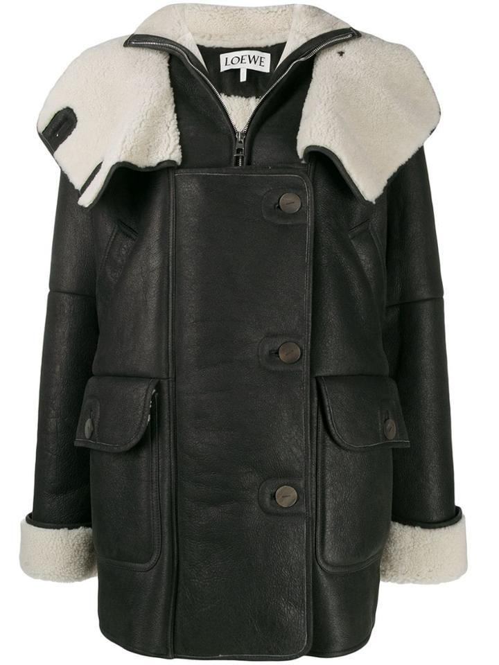 Loewe Shearling-trimmed Coat - Black