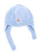 Moncler Kids Logo Plaque Knitted Hat, Boy's, Size: 44 Cm, Blue