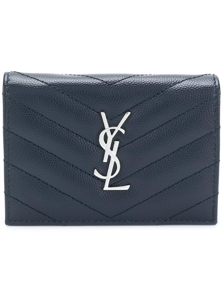 Saint Laurent Classic Monogram Flap Wallet - Blue