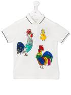 Dolce & Gabbana Kids Rooster Print Polo Shirt, Boy's, Size: 6 Yrs, White