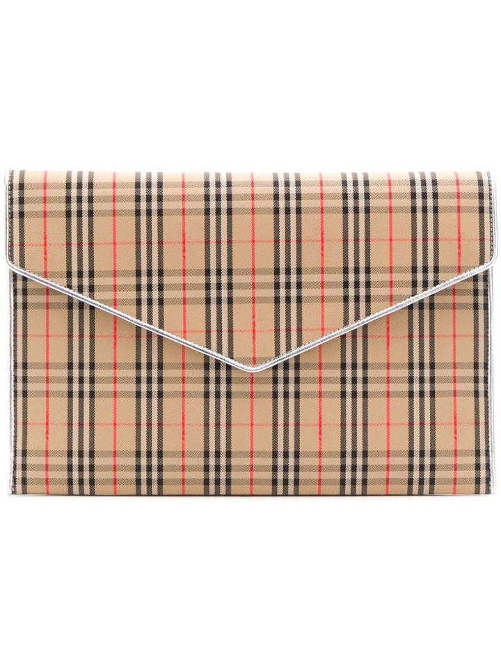 Burberry Large 1983 Check Envelope Pouch - Brown